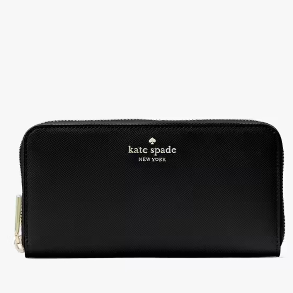 Kate Spade New York Black Leather Cameron Street Lacey Wallet*FLAW NO ZIP PULL*